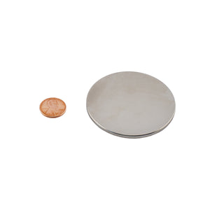 ND025002N Neodymium Disc Magnet - Compared to Penny for Size Reference
