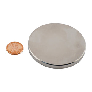 ND025003N Neodymium Disc Magnet - Compared to Penny for Size Reference