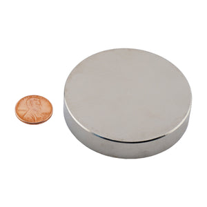ND025004N Neodymium Disc Magnet - Compared to Penny for Size Reference