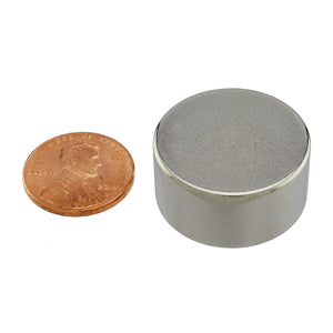 ND025N-35 Neodymium Disc Magnet - Compared to Penny for Size Reference