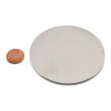 Load image into Gallery viewer, ND030001N Neodymium Disc Magnet - Compared to Penny for Size Reference