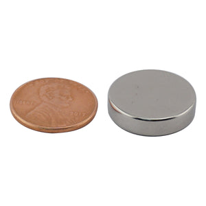 ND064N-35 Neodymium Disc Magnet - Compared to Penny for Size Reference