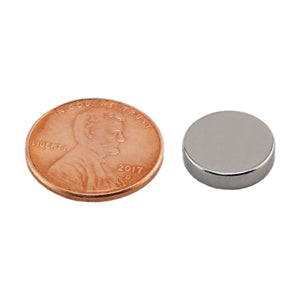 ND103N-35 Neodymium Disc Magnet - Compared to Penny for Size Reference