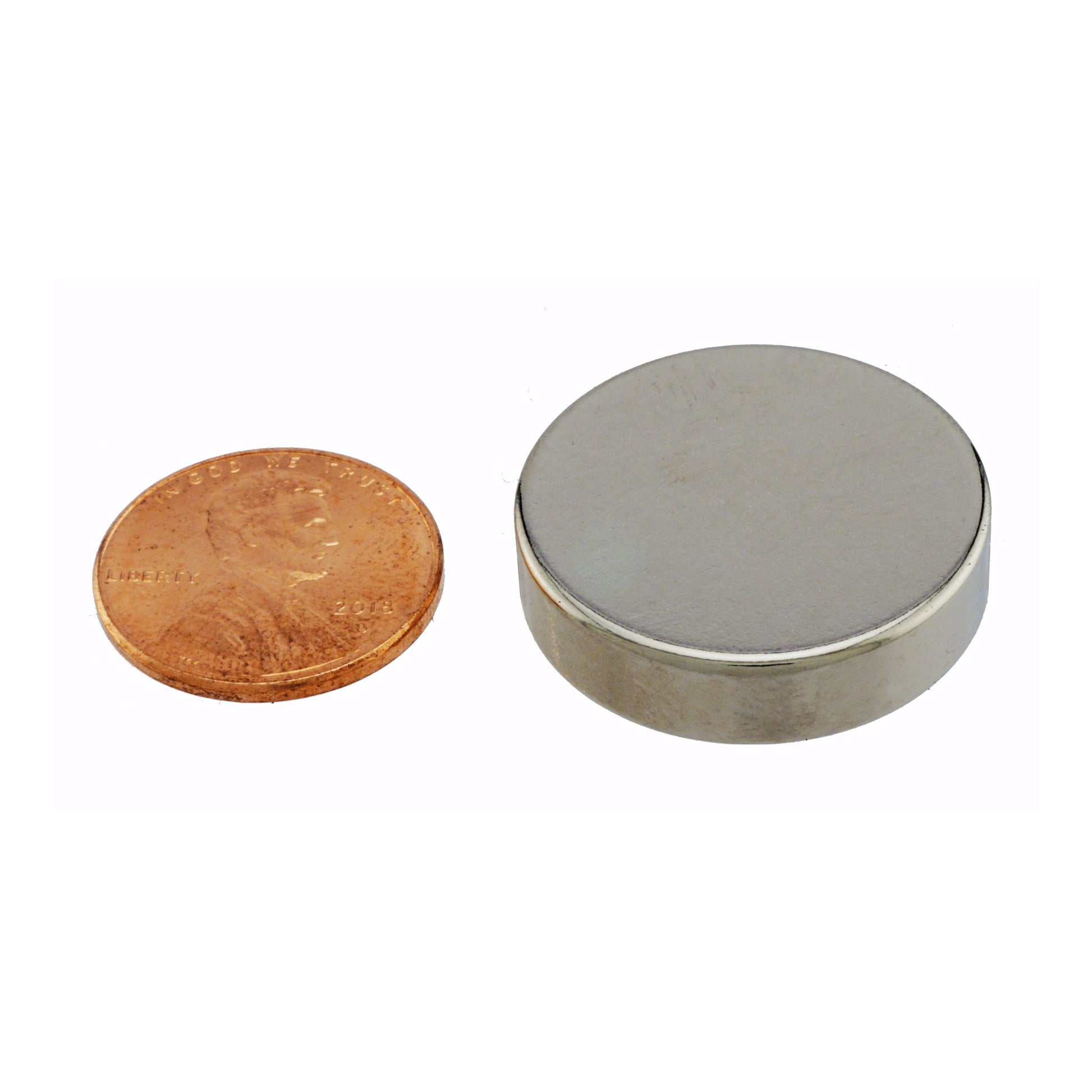 Load image into Gallery viewer, ND125N-35 Neodymium Disc Magnet - Compared to Penny for Size Reference