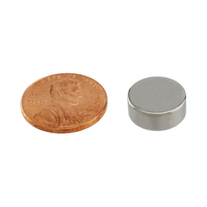 ND140N-35 Neodymium Disc Magnet - Compared to Penny for Size Reference