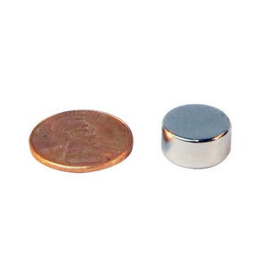 ND143N-35 Neodymium Disc Magnet - Compared to Penny for Size Reference