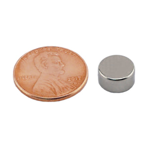 ND145N-35 Neodymium Disc Magnet - Compared to Penny for Size Reference