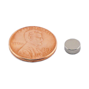 ND146N-35 Neodymium Disc Magnet - Compared to Penny for Size Reference
