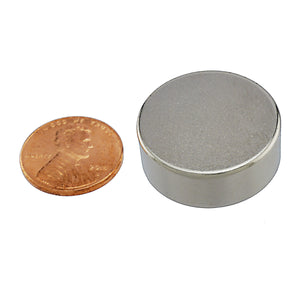 ND150N-35 Neodymium Disc Magnet - Compared to Penny for Size Reference