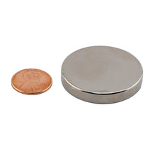 Load image into Gallery viewer, ND45-1.5X25N Neodymium Disc Magnet - Compared to Penny for Size Reference