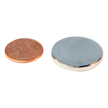 Load image into Gallery viewer, ND45-1X12N Neodymium Disc Magnet - Compared to Penny for Size Reference