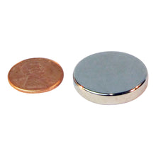 Load image into Gallery viewer, ND45-1X18N Neodymium Disc Magnet - Compared to Penny for Size Reference