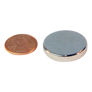 ND45-1X18N Neodymium Disc Magnet - Compared to Penny for Size Reference
