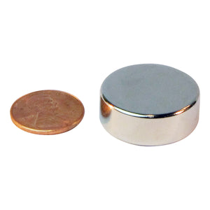 ND45-1X37N Neodymium Disc Magnet - Compared to Penny for Size Reference