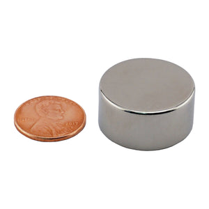 ND45-1X50N Neodymium Disc Magnet - Compared to Penny for Size Reference