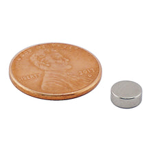 Load image into Gallery viewer, ND45-2510N Neodymium Disc Magnet - Compared to Penny for Size Reference