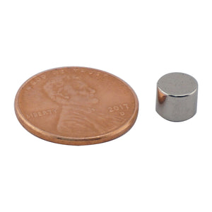 ND45-2520N Neodymium Disc Magnet - Compared to Penny for Size Reference