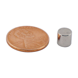 ND45-2525N Neodymium Disc Magnet - Compared to Penny for Size Reference