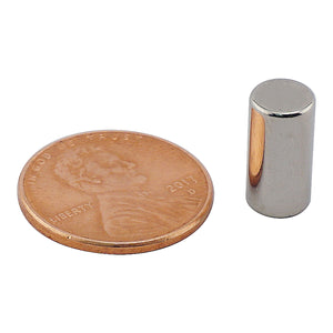 ND45-2550N Neodymium Disc Magnet - Compared to Penny for Size Reference