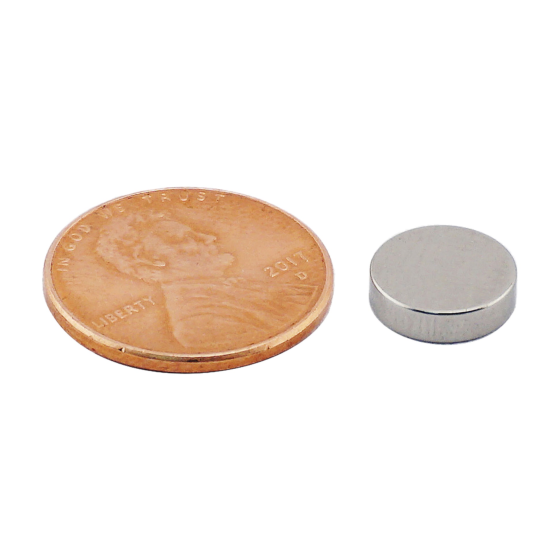 Load image into Gallery viewer, ND45-3710N Neodymium Disc Magnet - Compared to Penny for Size Reference