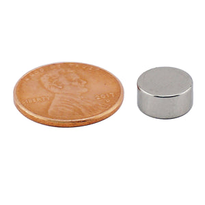 ND45-3718N Neodymium Disc Magnet - Compared to Penny for Size Reference