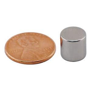 ND45-3737N Neodymium Disc Magnet - Compared to Penny for Size Reference