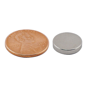 ND45-4910N Neodymium Disc Magnet - Compared to Penny for Size Reference
