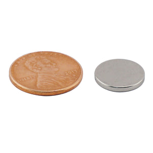 ND45-5006N Neodymium Disc Magnet - Compared to Penny for Size Reference