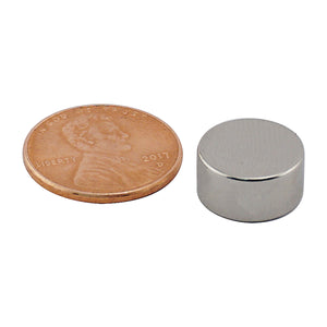 ND45-5025N Neodymium Disc Magnet - Compared to Penny for Size Reference