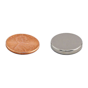 ND45-7011N Neodymium Disc Magnet - Compared to Penny for Size Reference