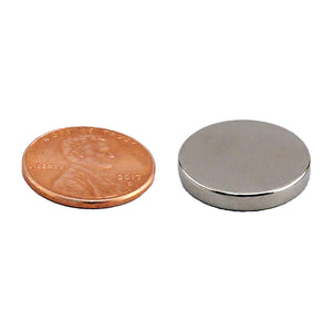 ND45-7512N Neodymium Disc Magnet - Compared to Penny for Size Reference