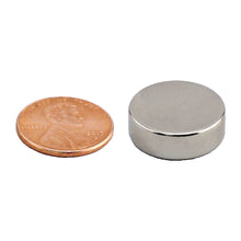 Load image into Gallery viewer, ND45-7525N Neodymium Disc Magnet - Compared to Penny for Size Reference