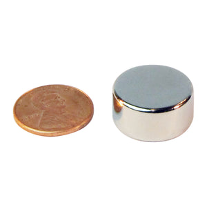 ND45-7537N Neodymium Disc Magnet - Compared to Penny for Size Reference