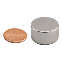 Load image into Gallery viewer, ND45-8750N Neodymium Disc Magnet - Compared to Penny for Size Reference