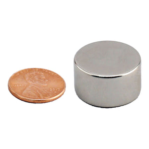 ND45-8750N Neodymium Disc Magnet - Compared to Penny for Size Reference