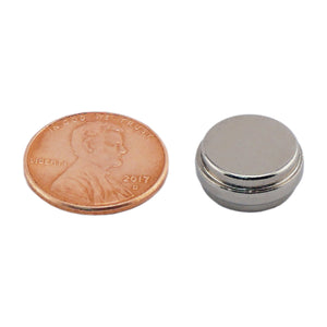 NDGO002500N Neodymium Disc Magnet - Compared to Penny for Size Reference