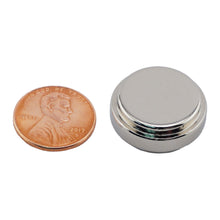 Load image into Gallery viewer, NDGO003700N Neodymium Disc Magnet - Compared to Penny for Size Reference