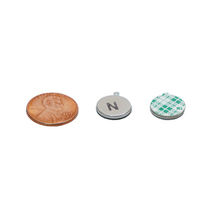 FSND50N Neodymium Disc Magnet with Adhesive - Compared to Penny for Size Reference