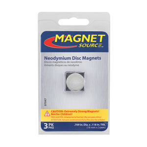 07047 Neodymium Disc Magnets (3pk) - Side View