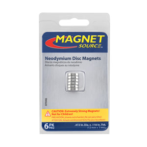 07046 Neodymium Disc Magnets (6pk) - Top View