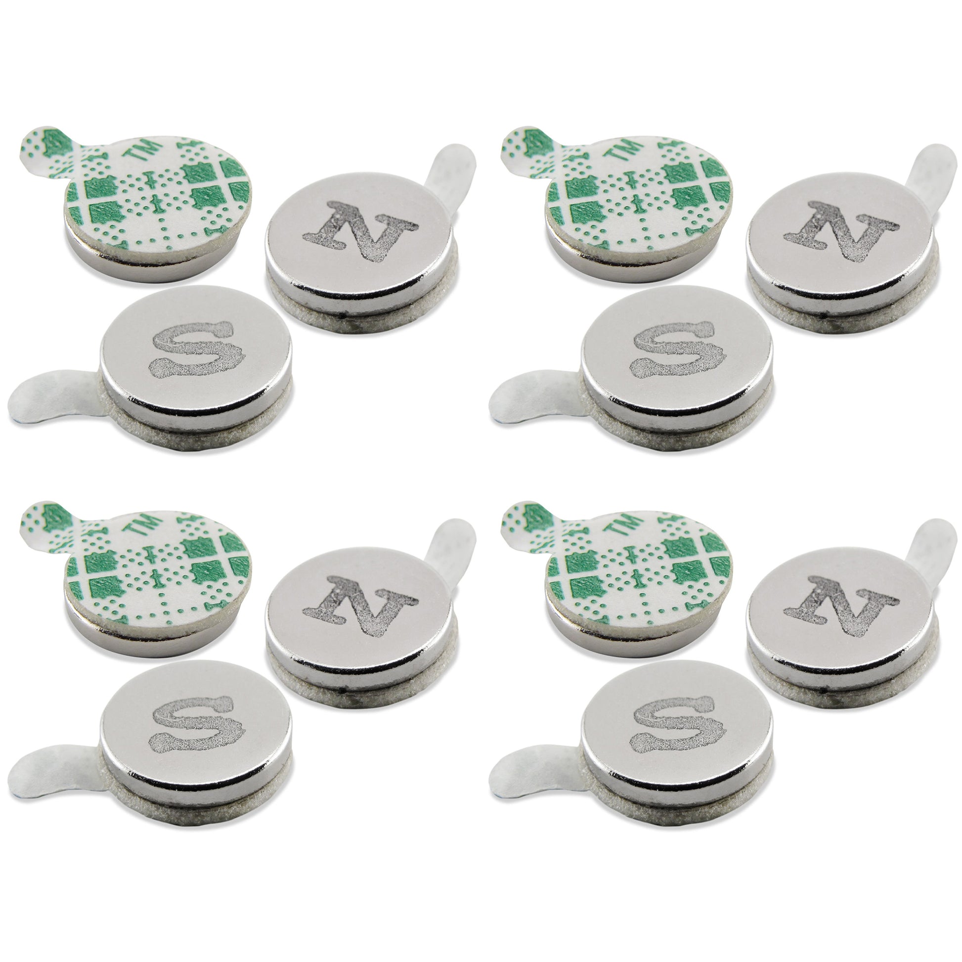 Load image into Gallery viewer, 07525 Neodymium Disc Magnets with Adhesive (12pk) - Shown with Adhesive Backing
