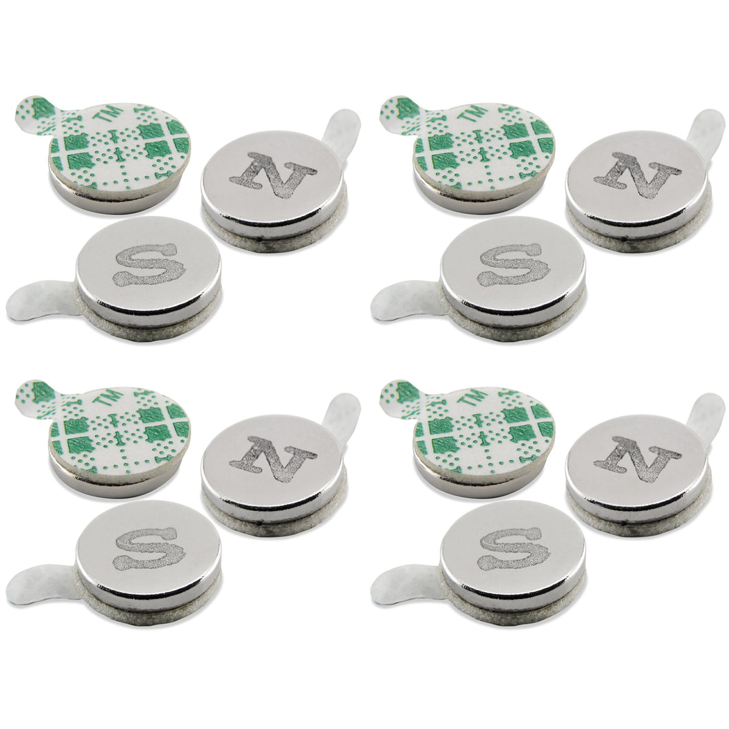 07525 Neodymium Disc Magnets with Adhesive (12pk) - Shown with Adhesive Backing