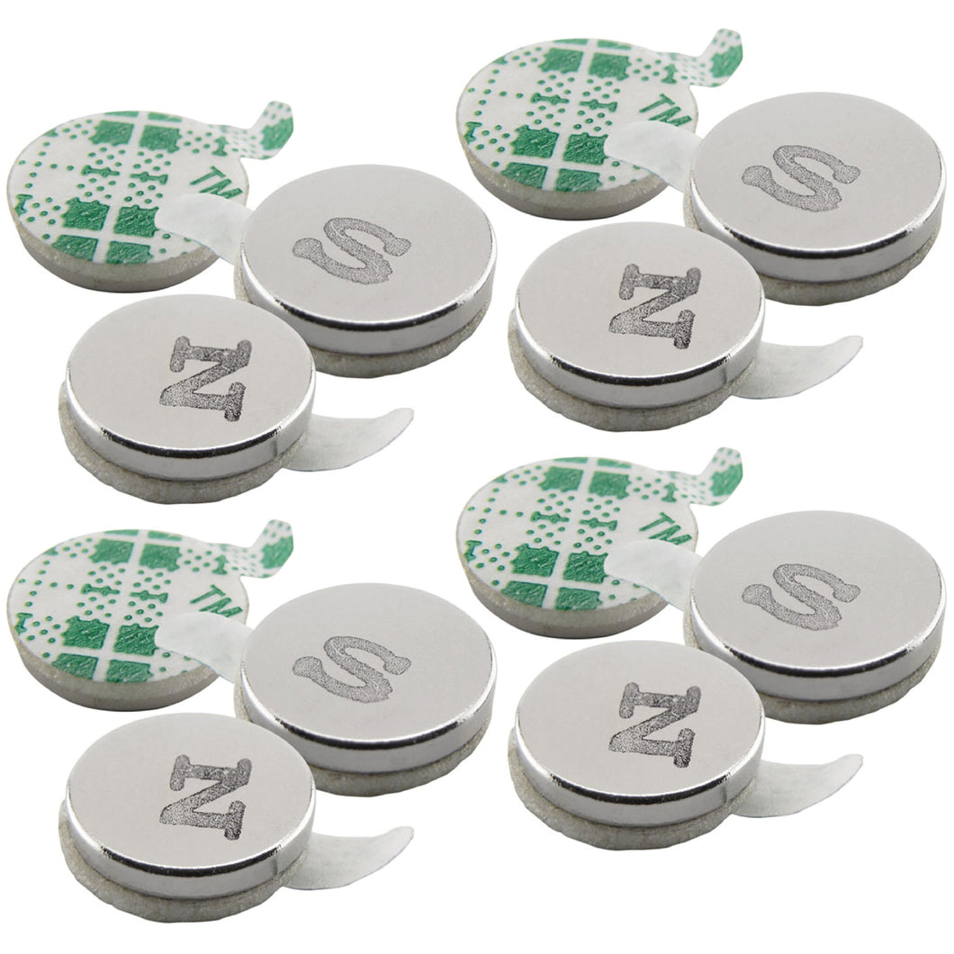 07526 Neodymium Disc Magnets with Adhesive (12pk) - Shown with Adhesive Backing