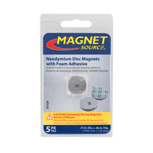 Load image into Gallery viewer, 07528 Neodymium Disc Magnets with Adhesive (5pk) - Packaging