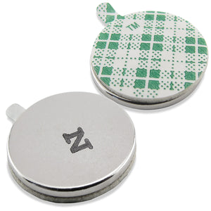 07528 Neodymium Disc Magnets with Adhesive (5pk) - 45 Degree Angle View