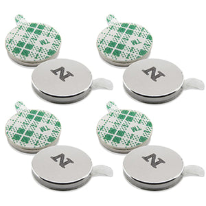07527 Neodymium Disc Magnets with Adhesive (8pk) - Shown with Adhesive Backing