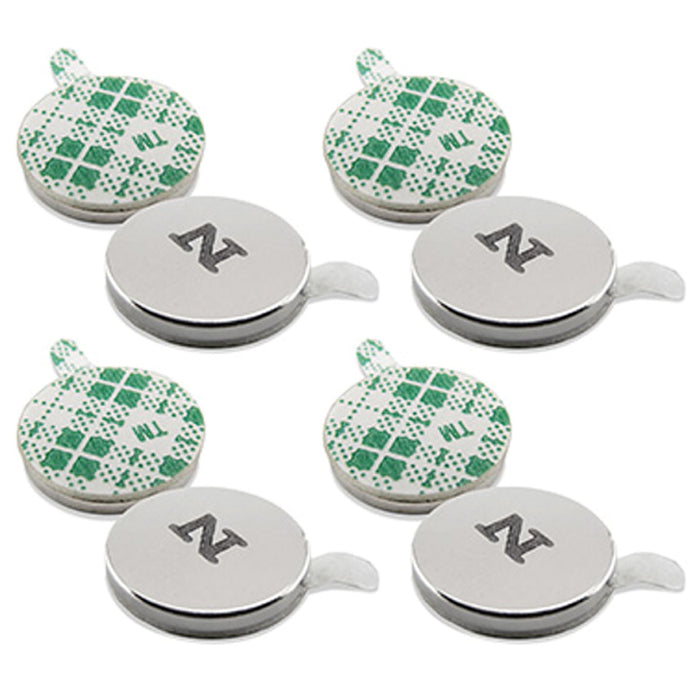 07527 Neodymium Disc Magnets with Adhesive (8pk) - Shown with Adhesive Backing