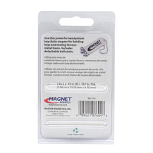 Load image into Gallery viewer, 07604 Neodymium Key Chain Magnet with Logo, White - Back of Packaging