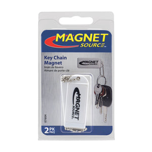 07604 Neodymium Key Chain Magnet with Logo, White - Packaging