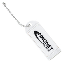 Load image into Gallery viewer, 07604 Neodymium Key Chain Magnet with Logo, White - Front View